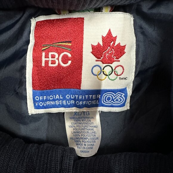 Hudsons Bay Company Olympic Quilted Puffer Embroidered Hooded Vest HBC Canada XL - Picture 3 of 8